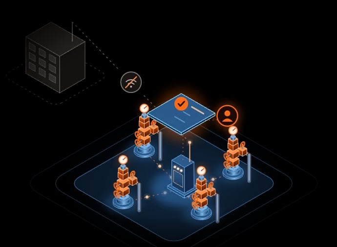 Isometric illustration: the link from the pad to the centre is down, IDT Edge calculates the well modes on site and hands the engineer a ready recommendation